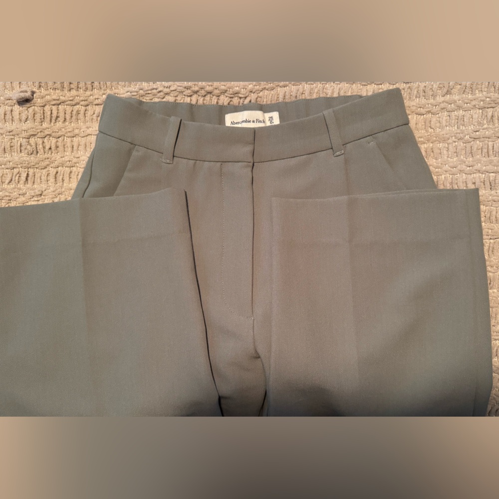 Abercrombie & Fitch Sloane Tailored Wide Leg Pants - Sage Green - 25 SHORT